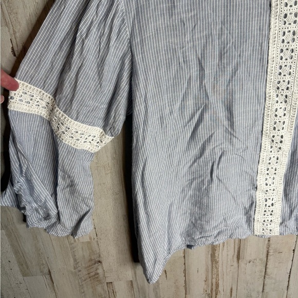 Jessica Simpson Boho Top Women's 1X 100% Cotton Bell Sleeves Stripes - Picture 13 of 15